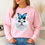 1329b Дамска ватирана блуза Cat Butterfly