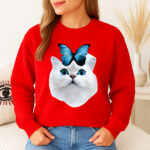 1329b Дамска ватирана блуза Cat Butterfly