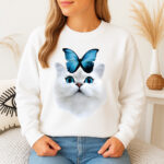 1329b Дамска ватирана блуза Cat Butterfly