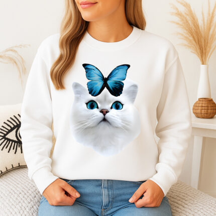 1329b Дамска ватирана блуза Cat Butterfly
