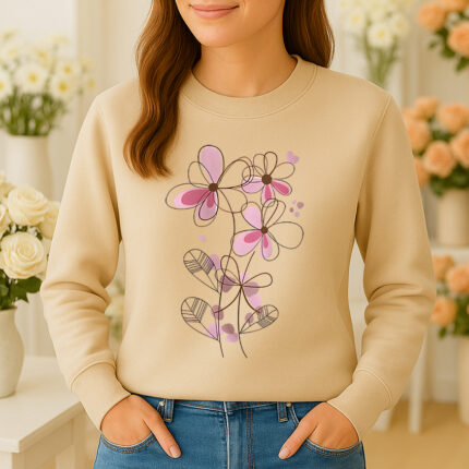 1349b Дамска ватирана блуза Happy Flowers