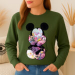 1377b Дамска ватирана блуза Mickey Mouse Flowers