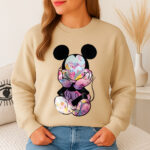 1377b Дамска ватирана блуза Mickey Mouse Flowers