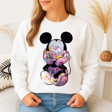 1377b Дамска ватирана блуза Mickey Mouse Flowers