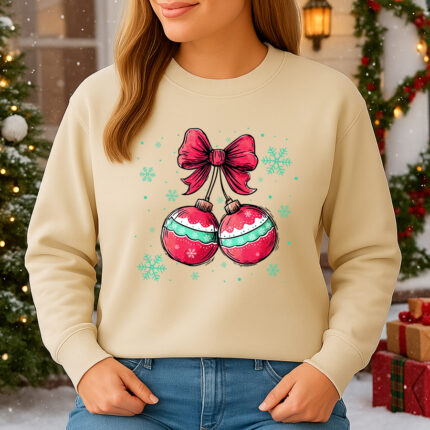 1417b Дамска ватирана блуза Xmas Baubles
