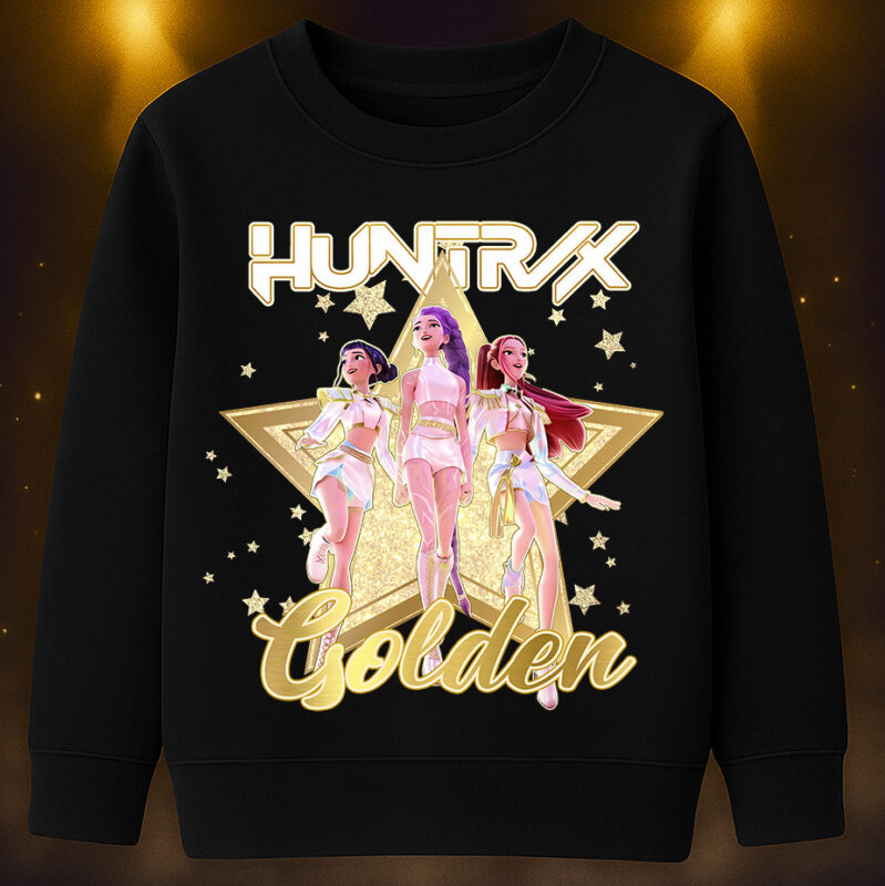 6134kv Детска ватирана блуза K-Pop Demon Hunters Huntrix Golden