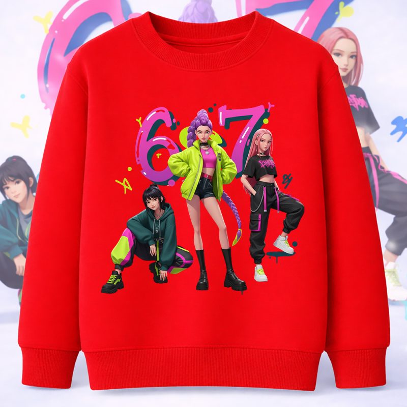 6139kv Детска ватирана блуза K-Pop Demon Hunters Huntrix Six Seven STR