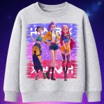 6141kv Детска ватирана блуза K-pop Demon Hunters Huntrix Glow