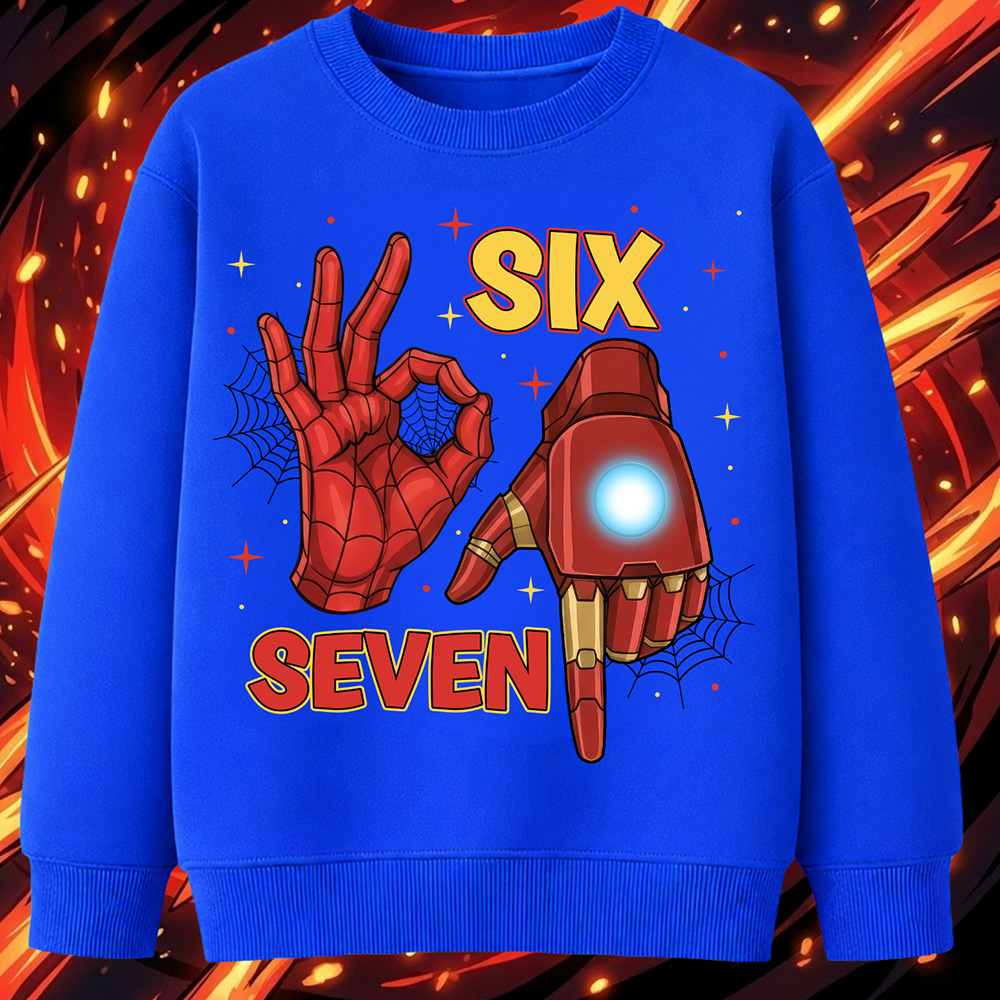 6142kv-Iron-Man-Six-Seven-blue 6142kv Детска ватирана блуза Iron Man Six Seven