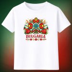 3014 Тениска Bulgaria с фолклорни мотиви и рози