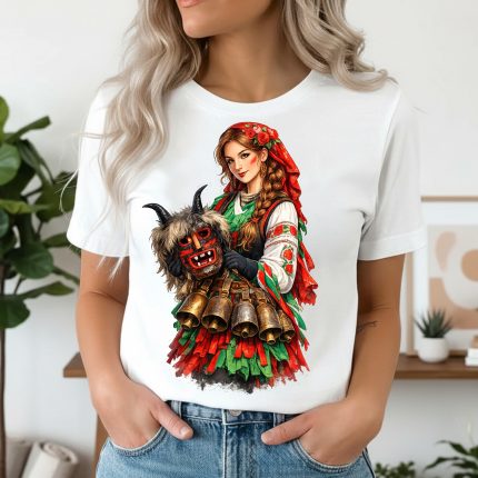 3026 Тениска Българска девойка и кукерска маска