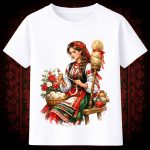 3034 Тениска Българска девойка преде вълна