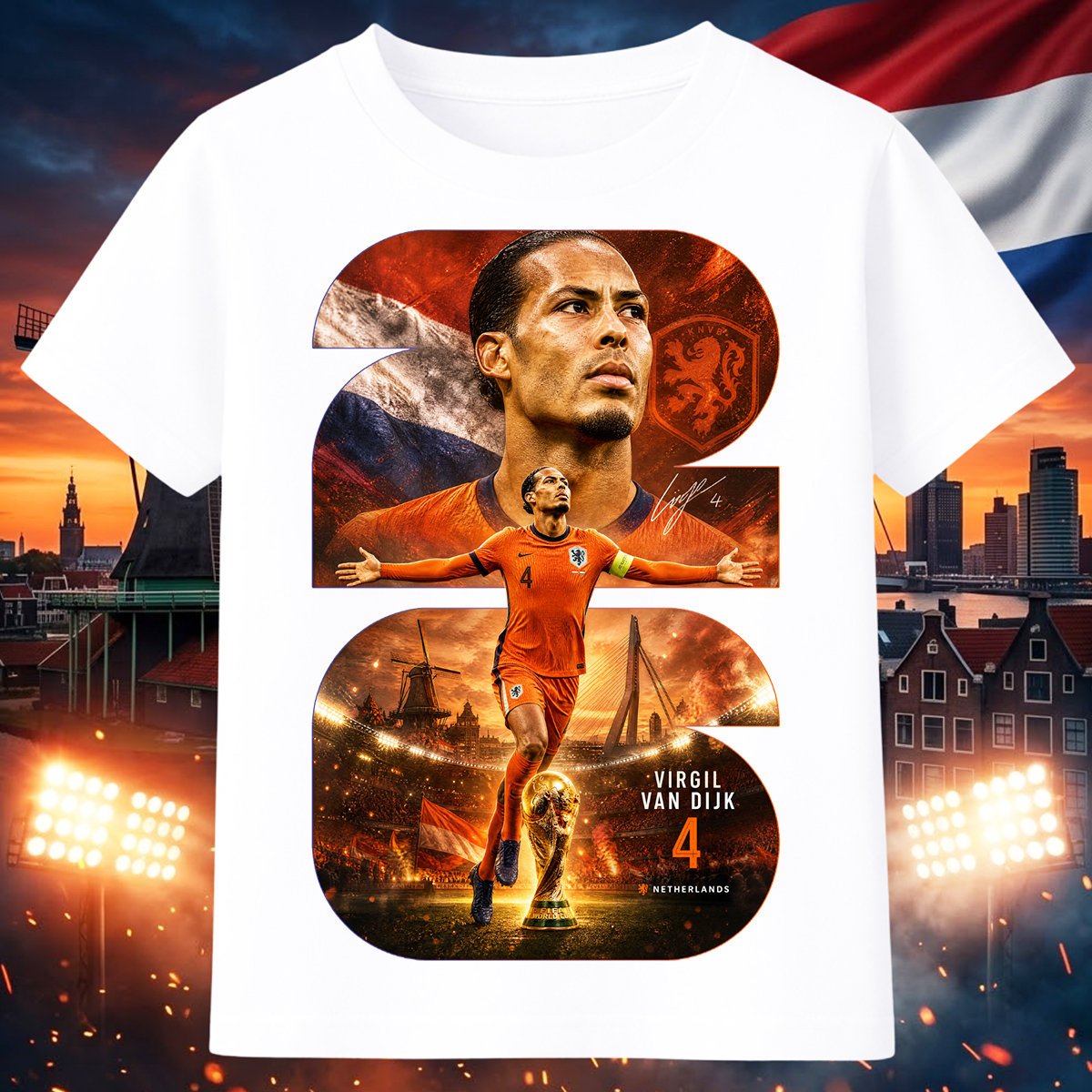 4019-Virgil-van-Dijk-Netherlands-4-white 4019 Тениска Virgil van Dijk Netherlands №4
